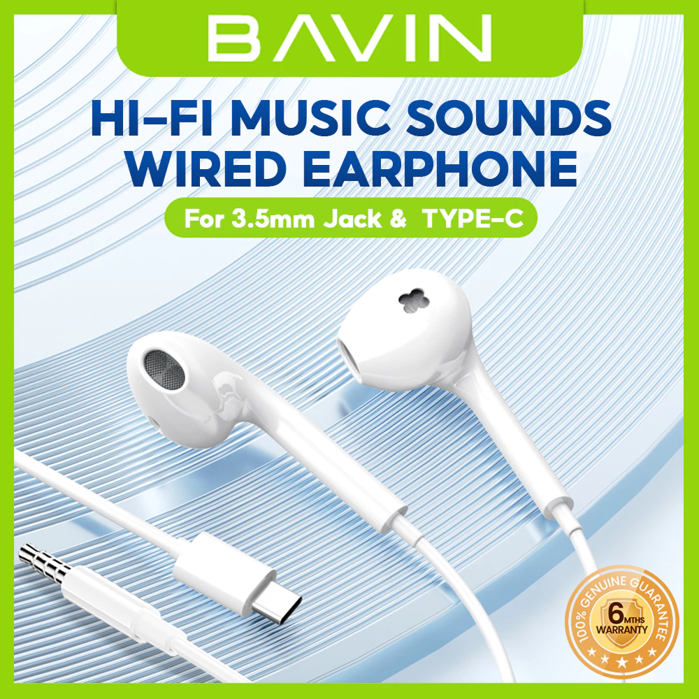 70% OFF BAVIN HX871 / HX875 Hi-Fi Wired Earphone Stereo Sound Quality Music Compatible for 3.5mm / Type-C