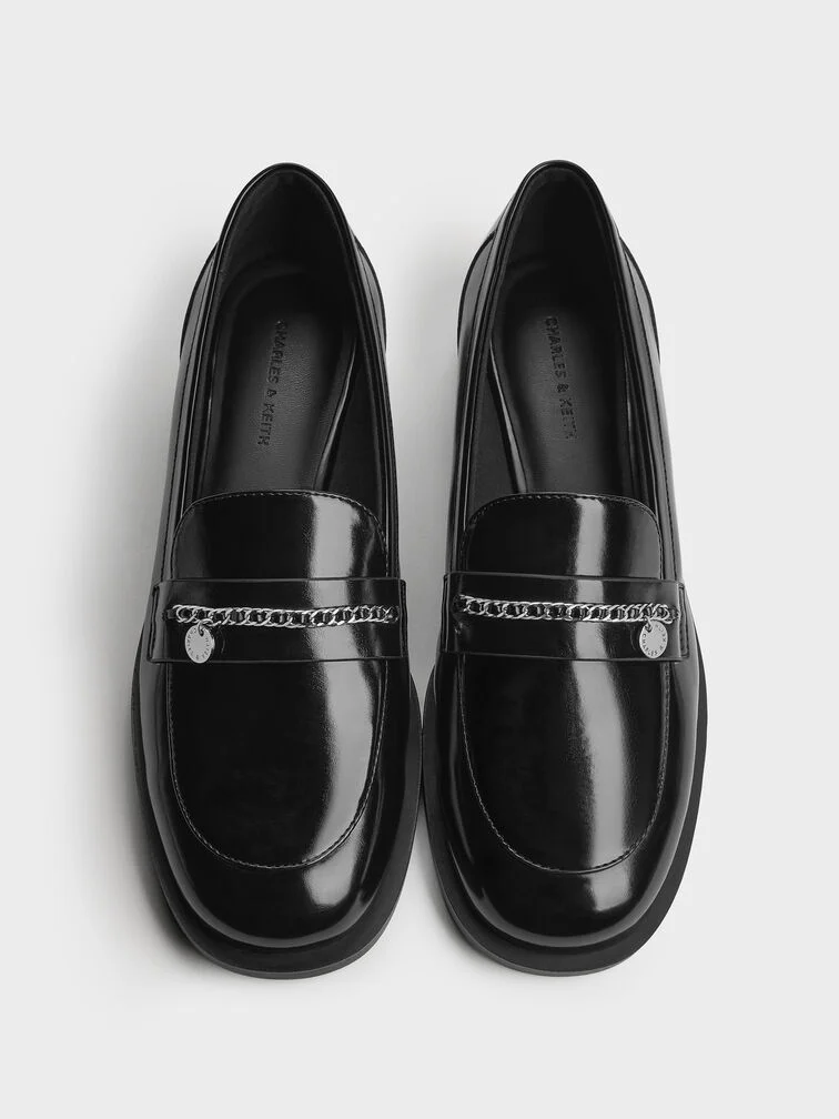 20% OFF Braided-Chain Metallic-Accent Loafers - Black Box