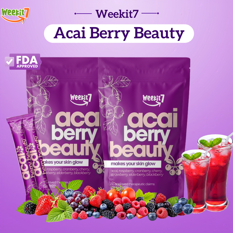 63% OFF【WeeKit7】 Acai Berry beauty Powder 7 in 1 Mixed Berries  with Raspberry, Strawberry, Cranberry, Acai, Cherry, Blackberry and Elderberry Organic food supplement vitamin juice drink Healthcare Dietary Fitness Edible Fiber original