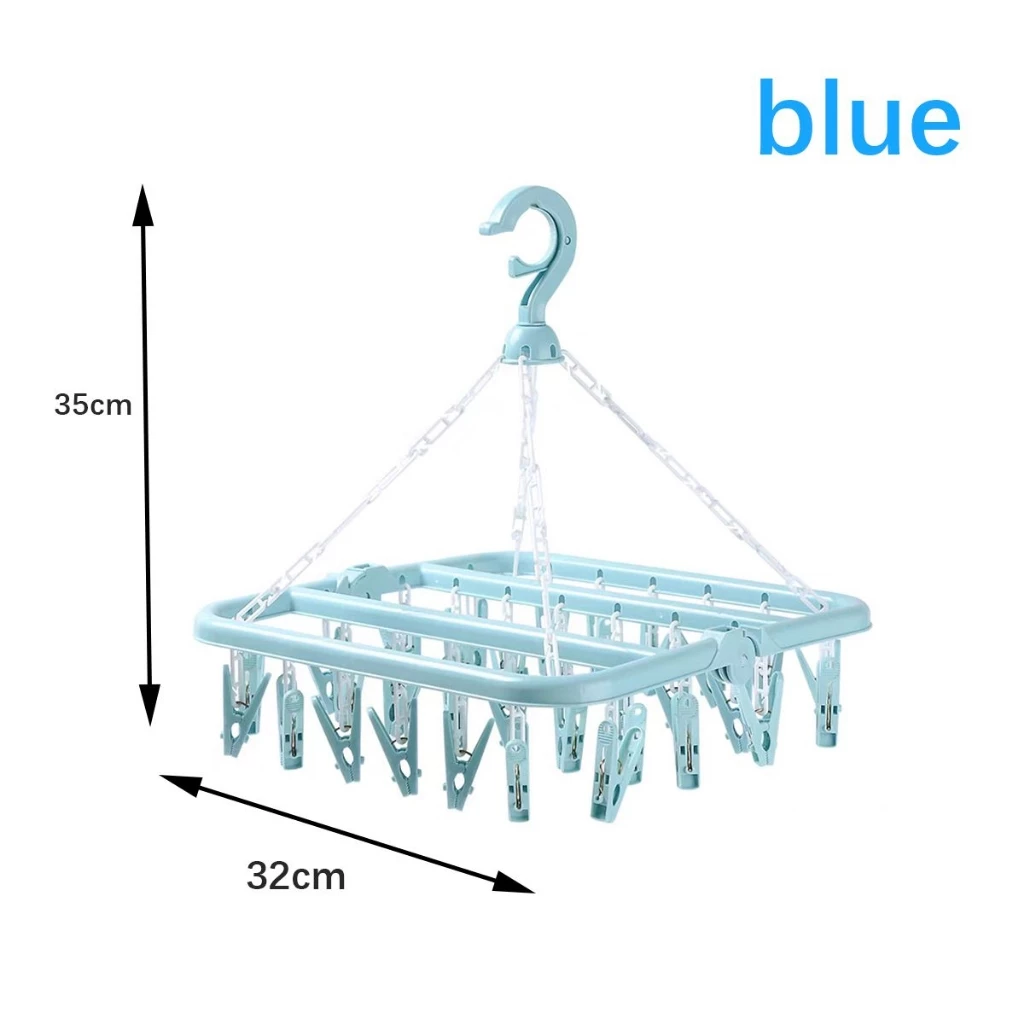 49% OFF 32 clip folding hanger clip drying rack Hanger Windproof Socks Underwear Plastic Drying Rack