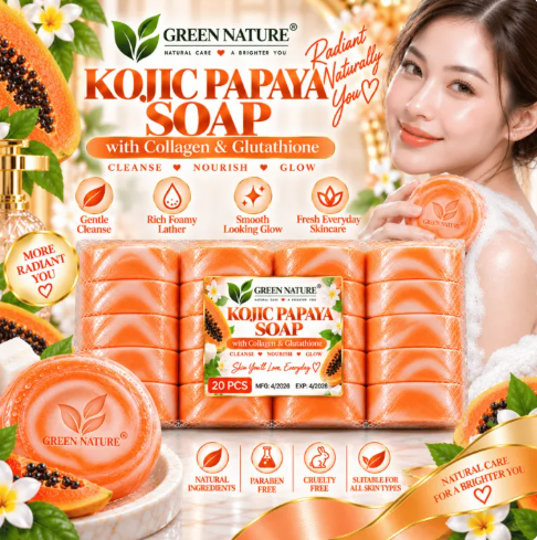 87% OFF ORIGINAL Kojic Papaya Soap with Vitamin C by Green Nature - Whitening Soap