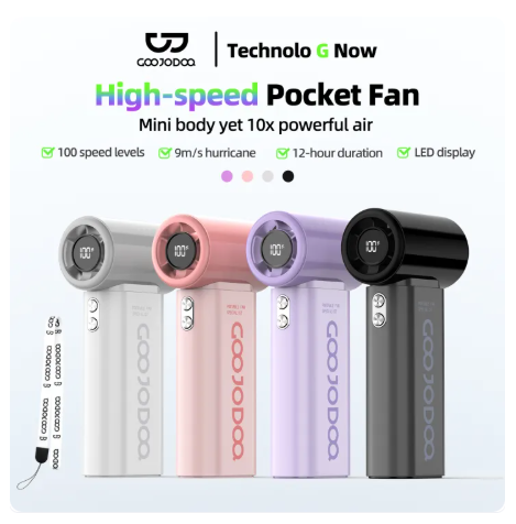 46% OFF GOOJODOQ Mini Fan Portable Handheld Fan Turbo Fan High Speed Fan Pocket Fan Power LED Display 4000mAh GFS007 for Outdoor Camping