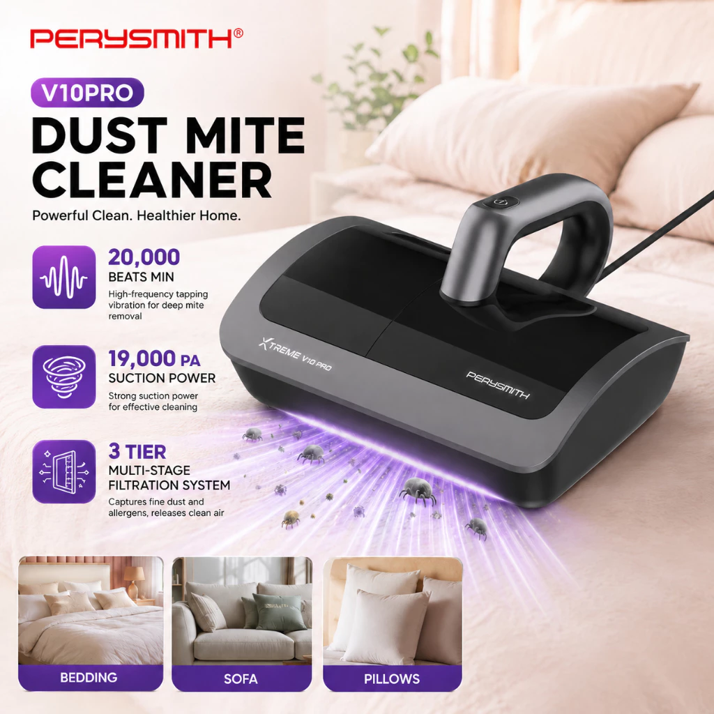 71% OFF [M]PerySmith V10PRO Dust Mite Vacuum Cleaner For Bed and Sofa With UV Light Sterilize Anti-Mite 700W