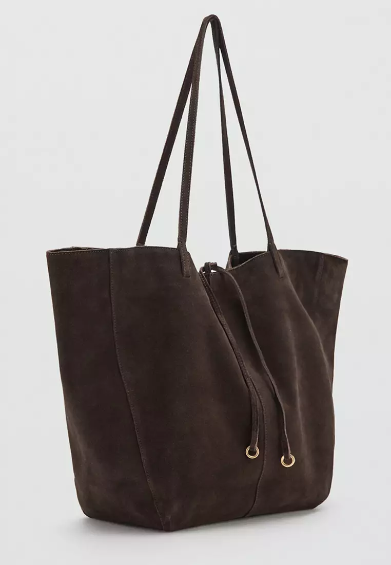 60% OFF Suede Shopper Bag With Bow Closure