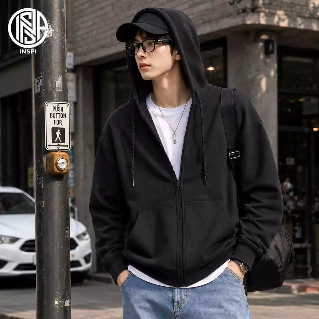 41% OFF INSPI Plain Hoodie Jacket For Men Women Full Zipper with Pockets Long Sleeve Sweater Collection