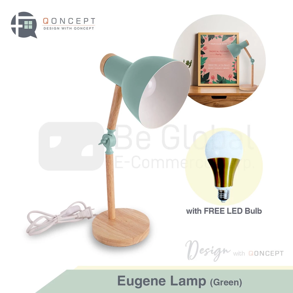 24% OFF Qoncept Living Eugene Nordic Wood Desk Lamp Study Light With Free Bulb