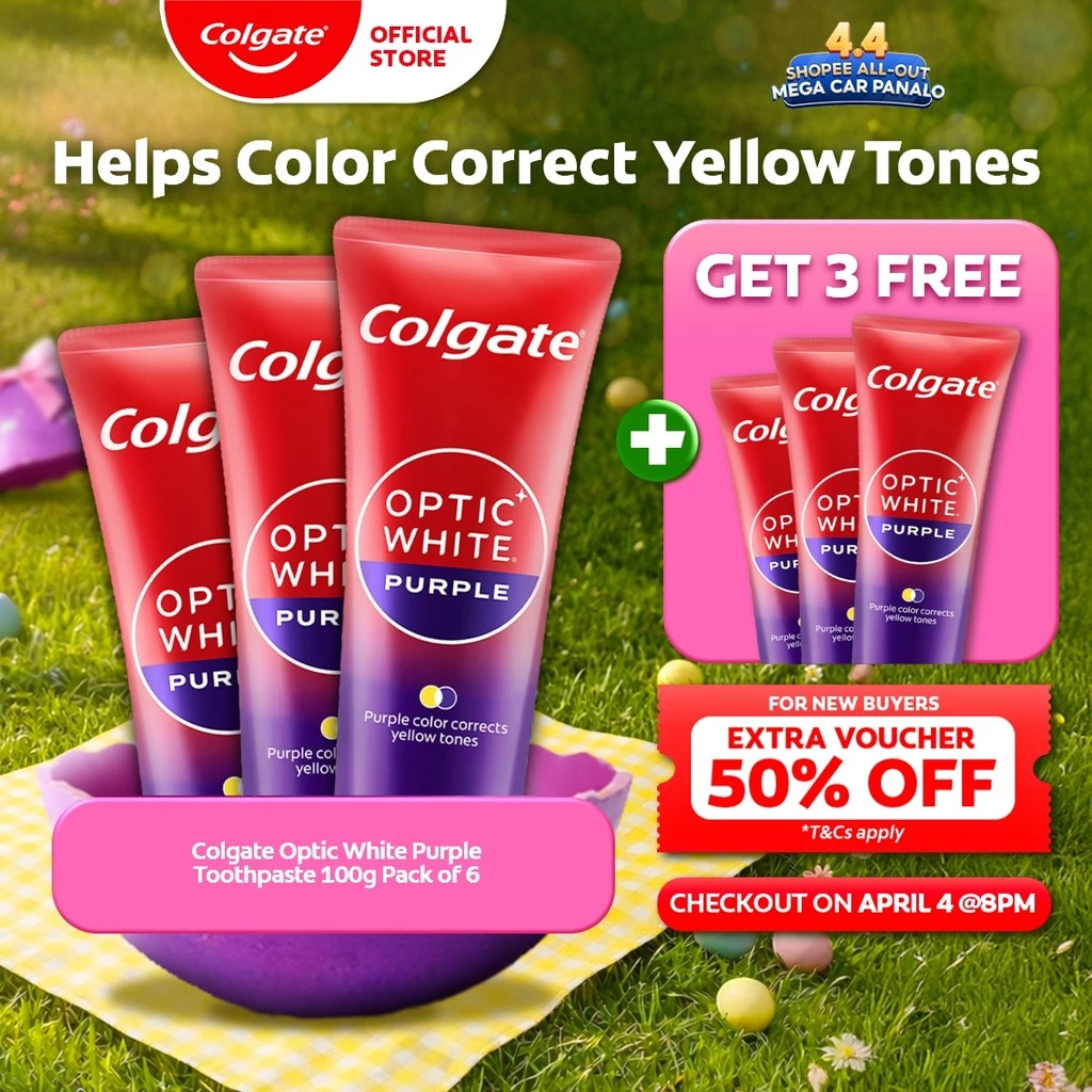 51% OFF [BUY 3, FREE 3] Colgate Optic White Whitening Toothpaste Purple, 100g Pack of 6