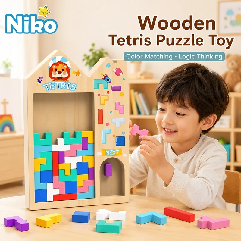 50% OFF NIKO Tetris Building Block Toy Early Educational Puzzle Wooden Learning Toys For Kids Boys Girls Gifts