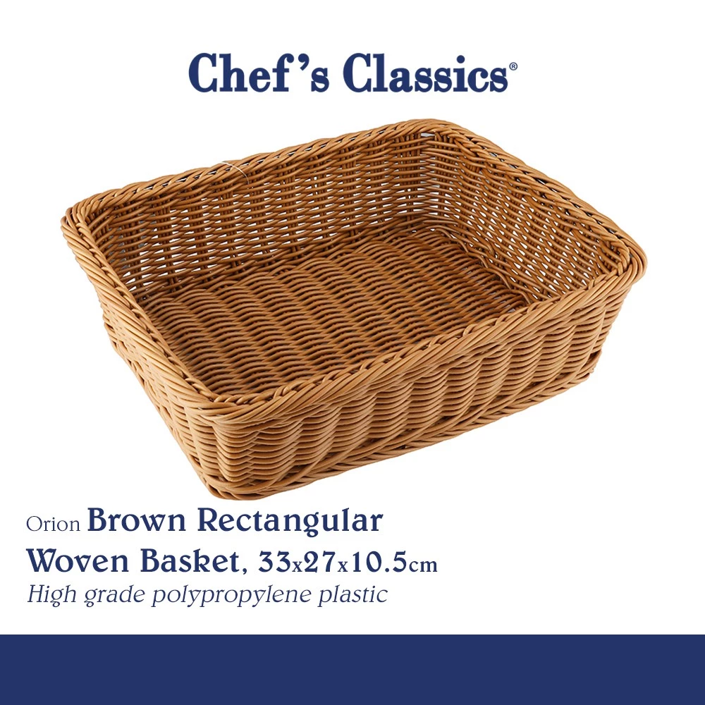 51% OFF Chef's Classics Hospitality Brown Rectangular PP Woven Basket, 33x27x10.5cm