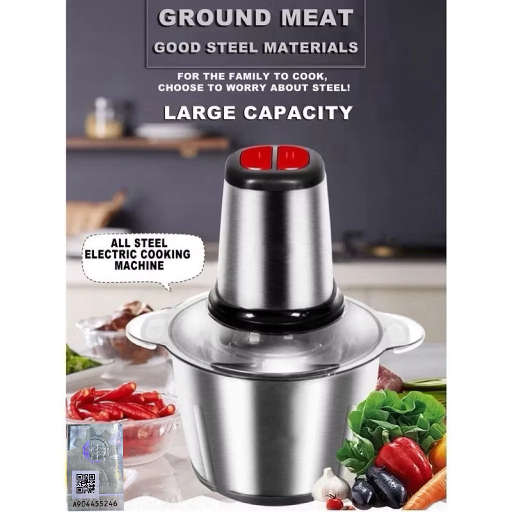 38% OFF ✅100% Original Smilee 2L Stainless/Transparent Electric Meat Grinder / Food Processor