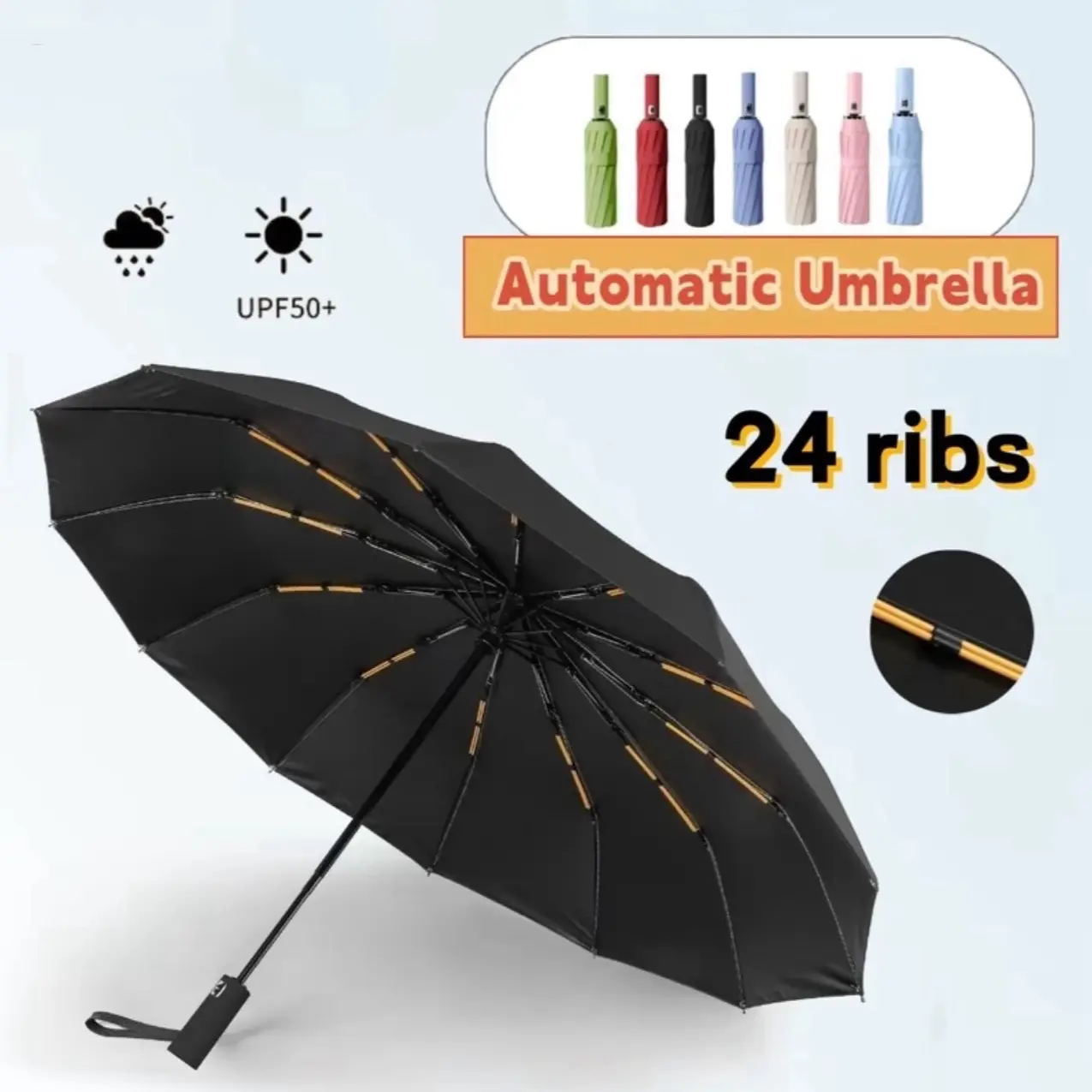 24% OFF Umbrella Full-Automatic 24-Ribs Dual-Purpose Umbrella Large Folding Umbrella