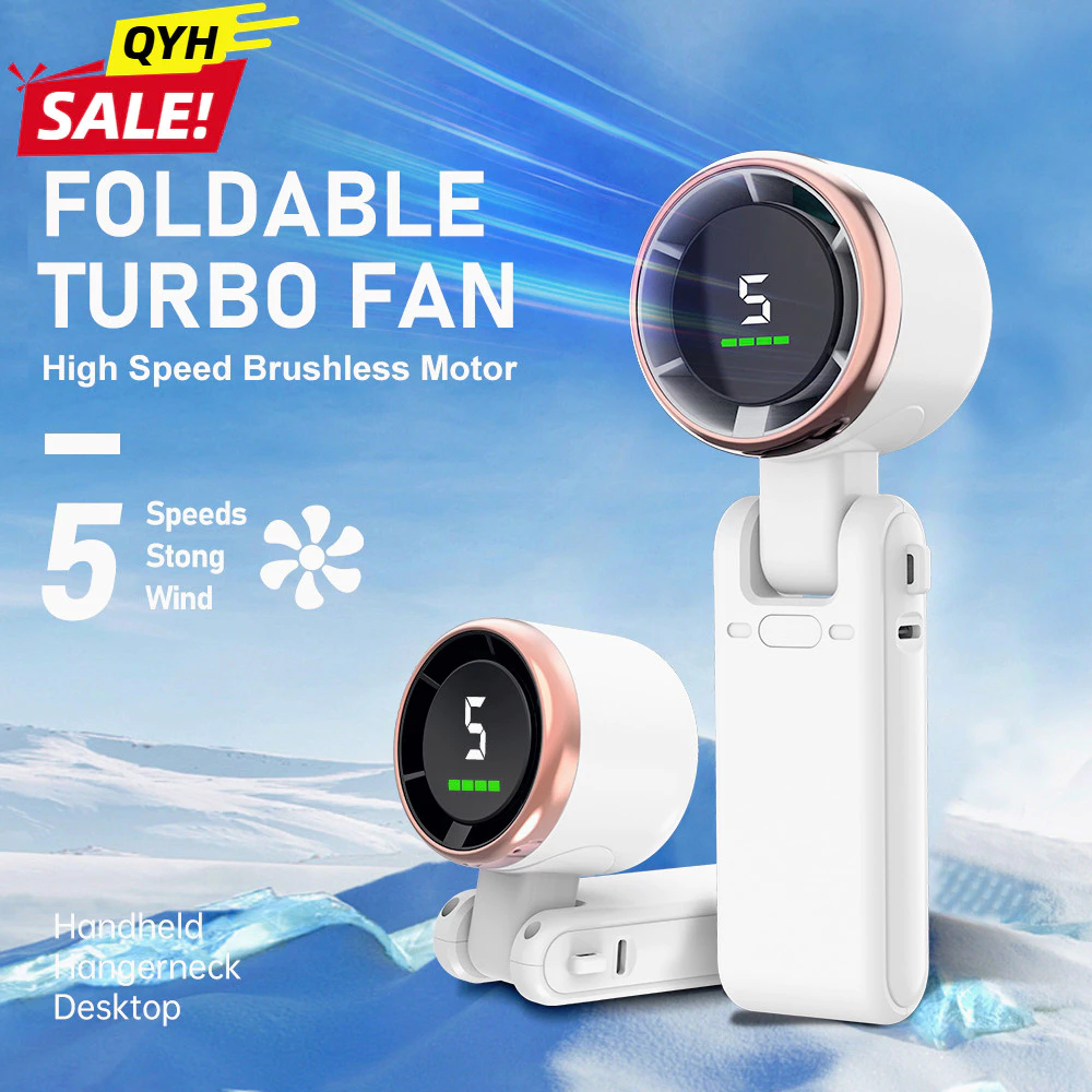 94% OFF New 4000MAH N607 USB rechargeable foldable easy to carry hand-held fan with LED display turbofan