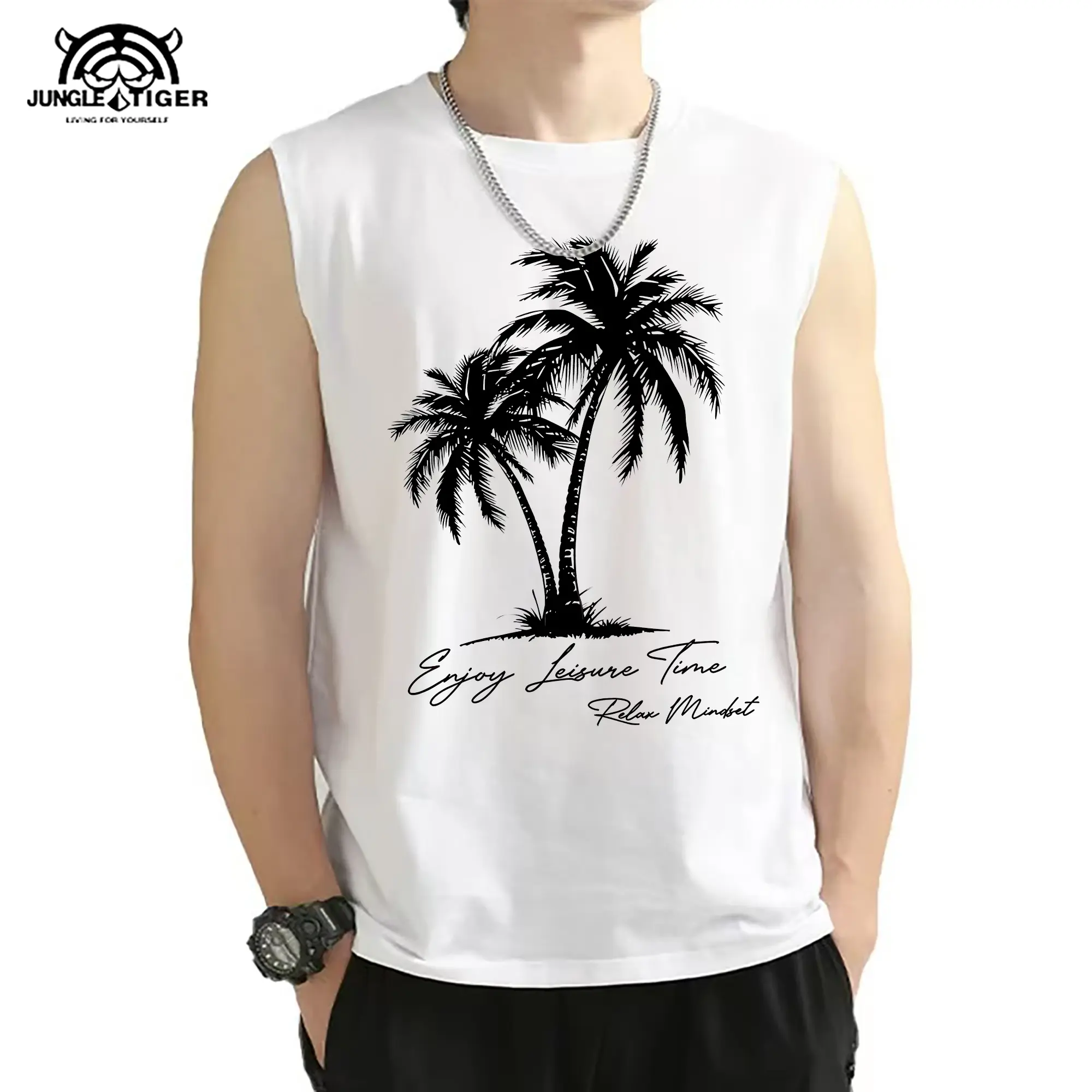 66% OFF Jungletiger Muscle Tee Men Are Trendy  Versatile Vests Fashionable Tops Korean Style Sleeveless T-shirts Men Cotton Vests