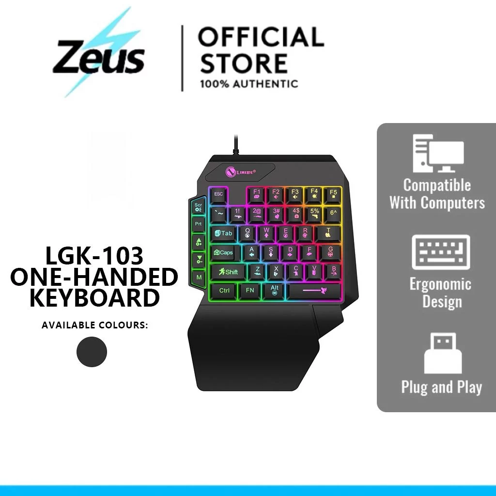 53% OFF Zeus X Limeide GK-103S 40-key gaming peripheral one-handed keyboard with LED backlight