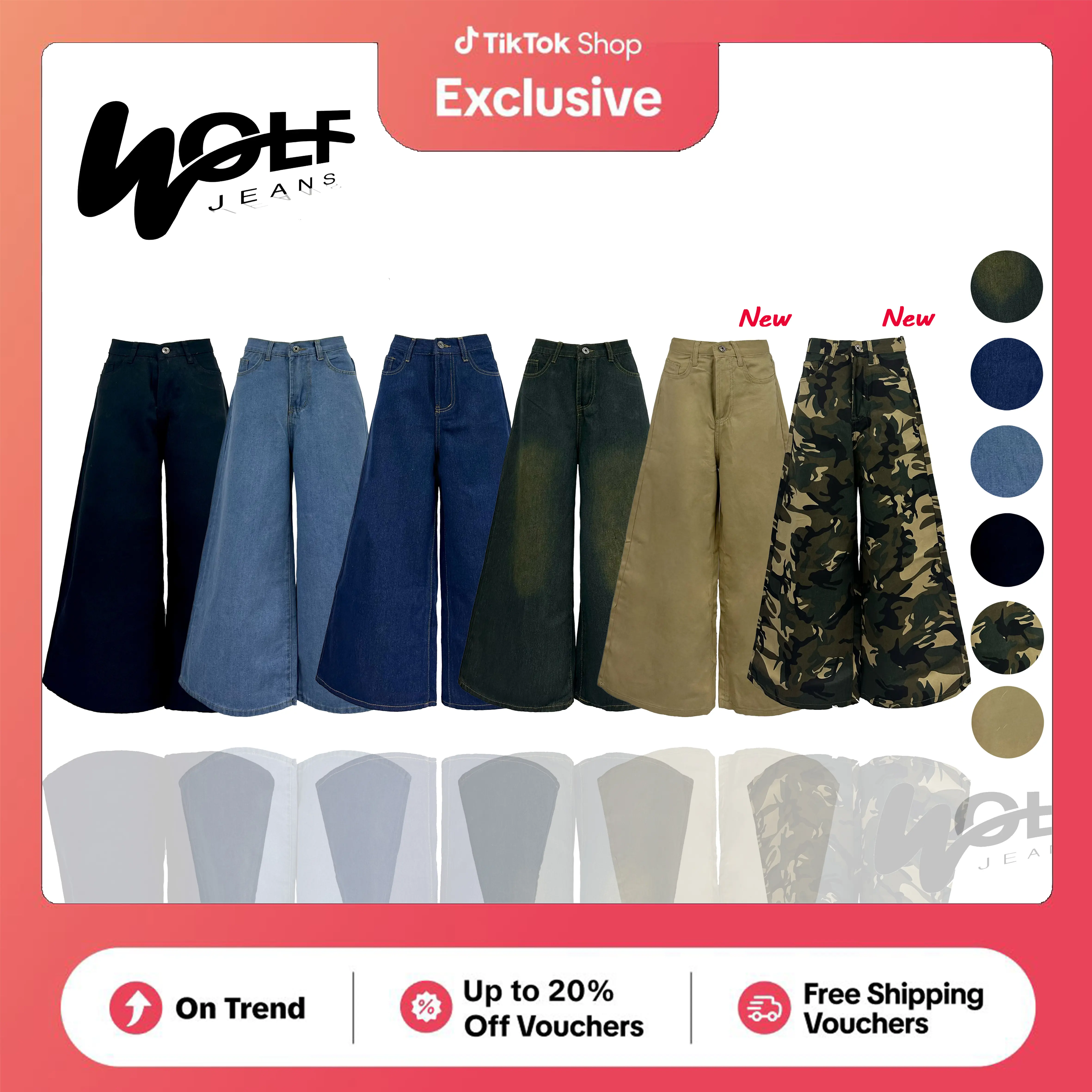 55% OFF WOLF American retro high waist ultra wide-leg jeans for women 2025 new loose large size ultra-wide trousers