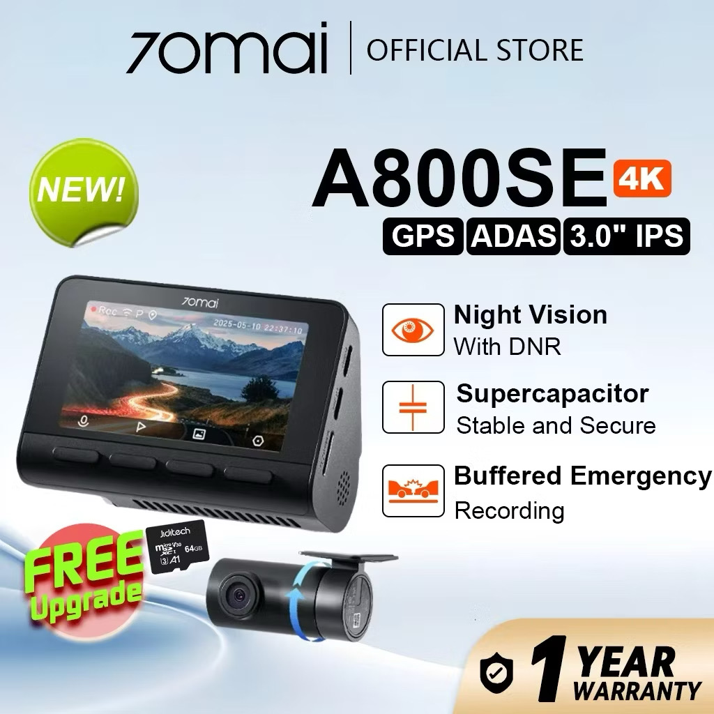 ￼[New Launch]70mai A800SE 4K Dashcam 2 Channel Recording With GPS ADAS Super Night Vision App Control