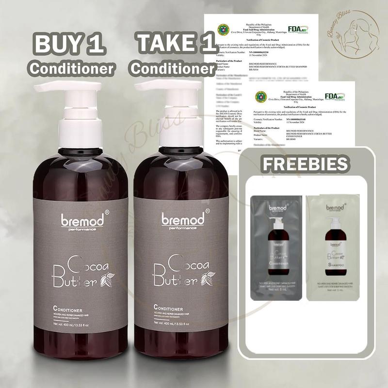 61% OFF Bremod Cocoa Butter Hair Shampoo 400ml and Conditioner 400ml with Freebies of Travel Pack of Bremod Shampoo or Bremod Conditioner 5ml Haircare Comfort Cleansing Cleanser