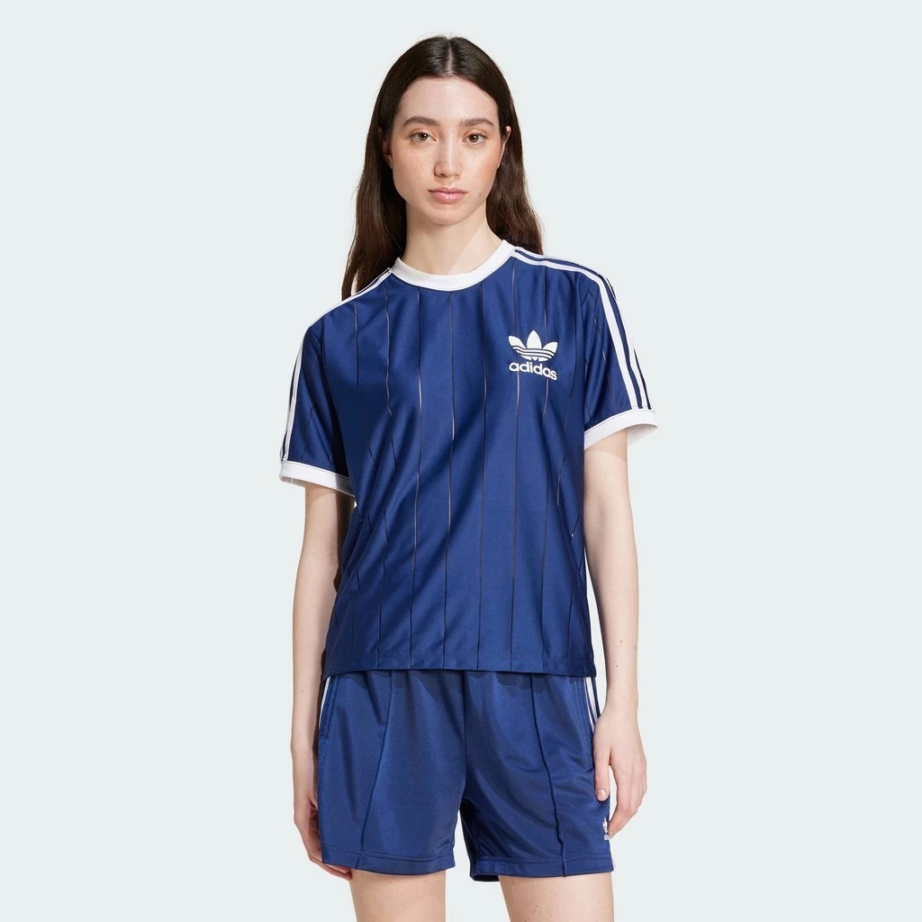 36% OFF adidas Lifestyle Adicolor 3-Stripes Pinstripe Tee Women Blue IY7228