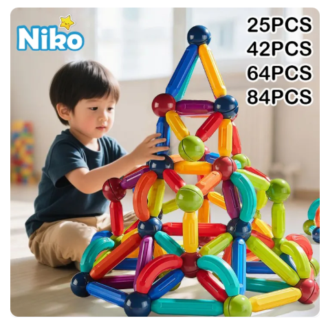 64% OFF NIKO Early Educational Toy Magnetic Blocks Toy For Kids Magnetic Stick Building Blocks Big Size Set Gifts