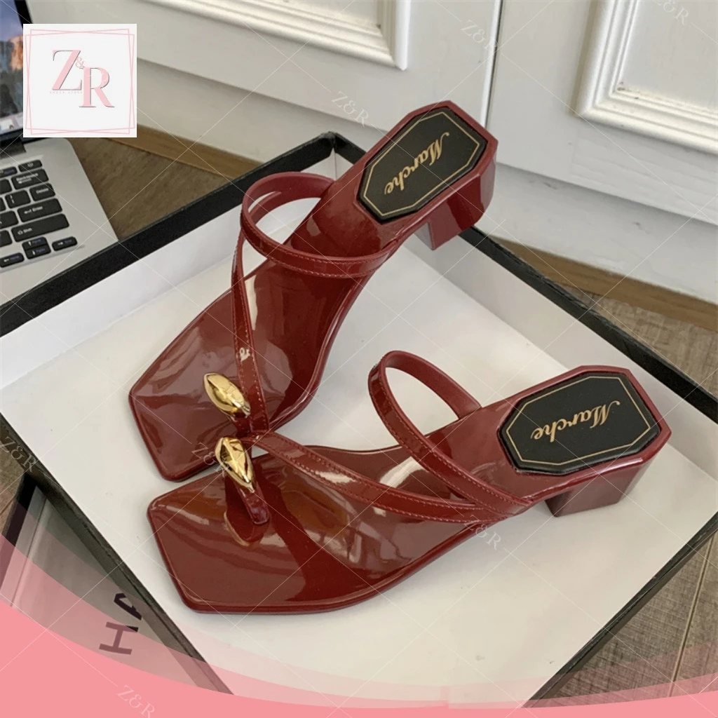39% OFF Z&R Store New Fairy Mid Heel Sandals Open Toe With Golden Ring Stylish Rubber Heels For Women
