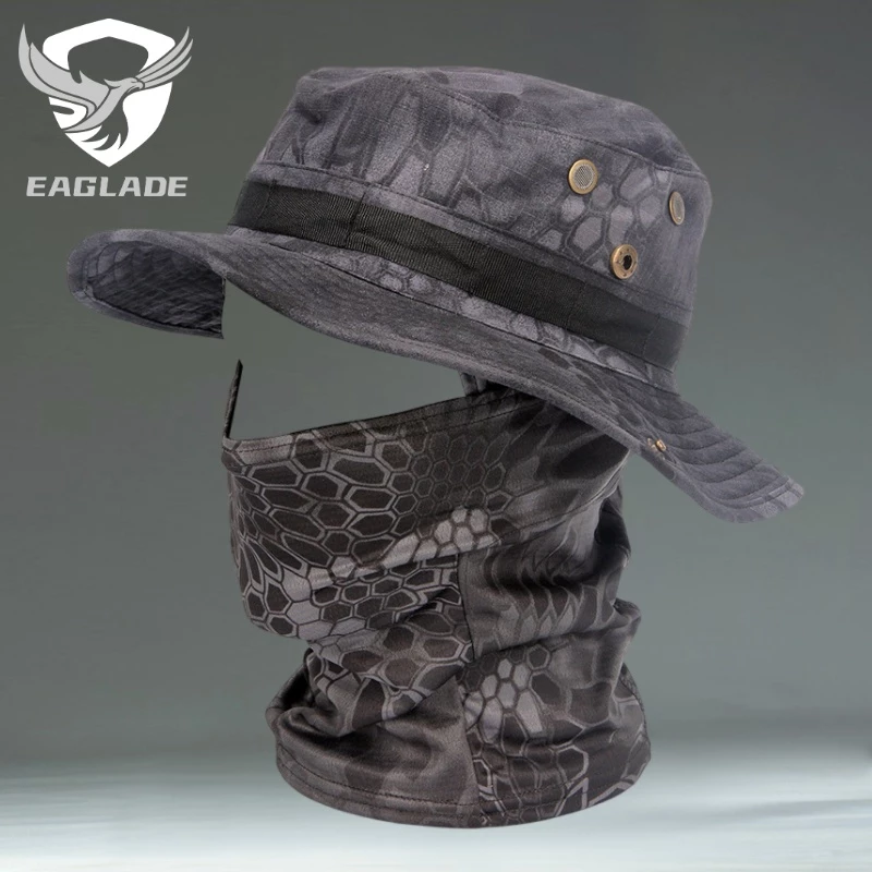 35% OFF EAGLADE Tactical Boonie Hat Mask A1034+A0101 In Black Python