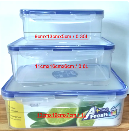 59% OFF Lunch Box Tupperware 3 Pieces Food Container Box Set With Lock Lids