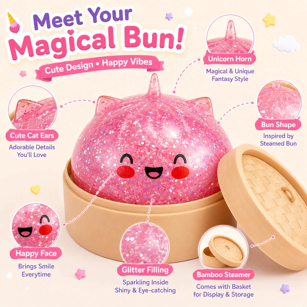 57% OFF New Christmas unicorn Glitter Dumpling Squeeze Squishy Bao Bun Sensory Toy Small Gift for Friends