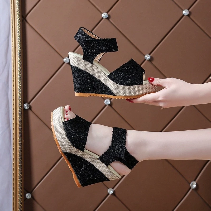 63% OFF Korean High Wedges Casual Sandals for Women with Ankle Strap