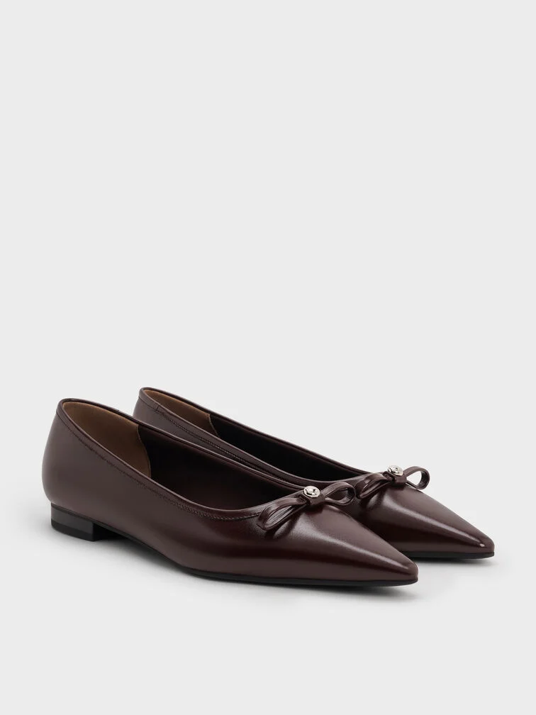 20% OFF Bow Pointed Ballet Flats - Maroon