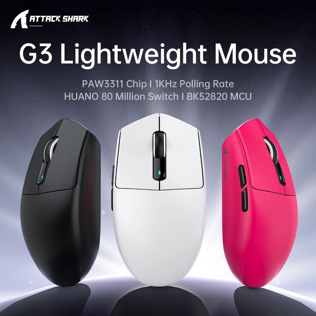67% OFF Attack Shark G3 G3 Pro Tri-mode Wireless Bluetooth Gaming Mouse 25000 Dpi PAW3311 Sensor 500mAh