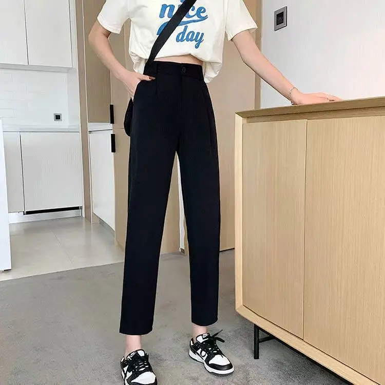 58% OFF Casual professional style slim-fit loose straight-leg cigarette pants with good drape, high waist, slimming effect, and a mid-length for casual wear. Minimalist Basic Lingerie Lingerie Bottom Womenswear