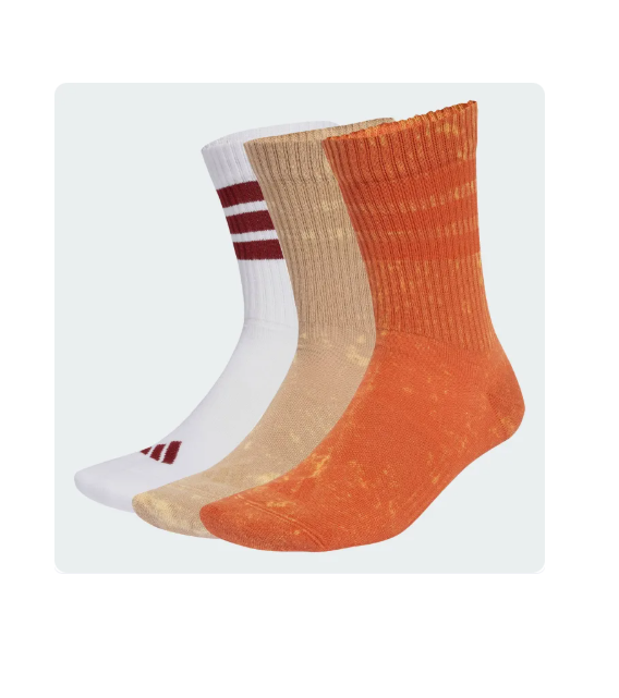 30% OFF Adidas Lifestyle Stonewash Crew Socks 3 Pairs Unisex Orange KC5725