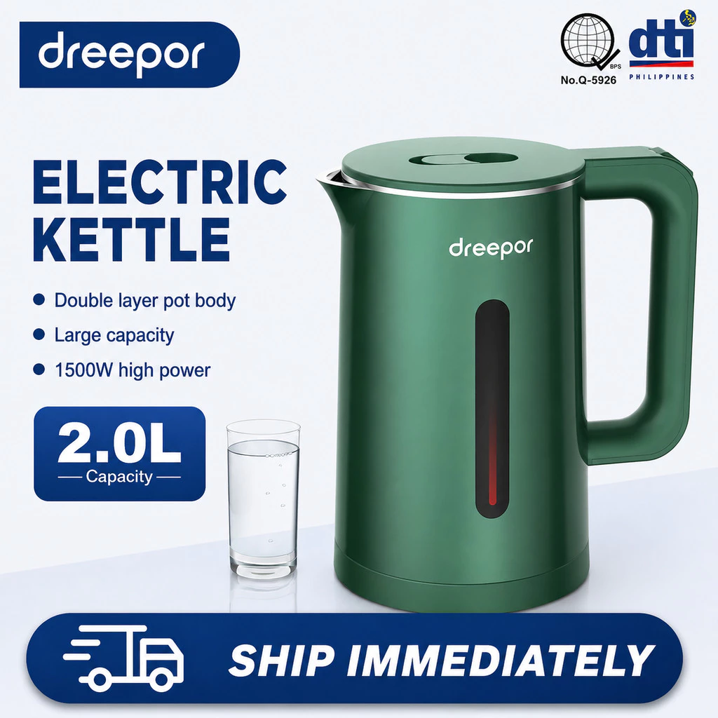 42% OFF Dreepor 2L-2.3L Stainless Steel Electric Kettle Automatic Power Outage Household Hot Kettle Green