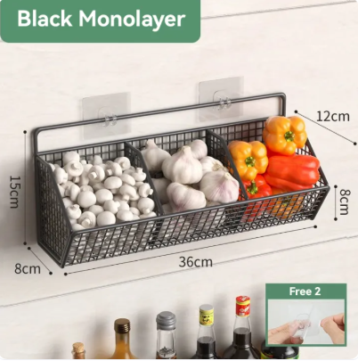 56% OFF Multifunction Kitchen Wall Mounted Rack Organizer Storage Basket Hanging Shelf Bathroom Stainless Organizer
