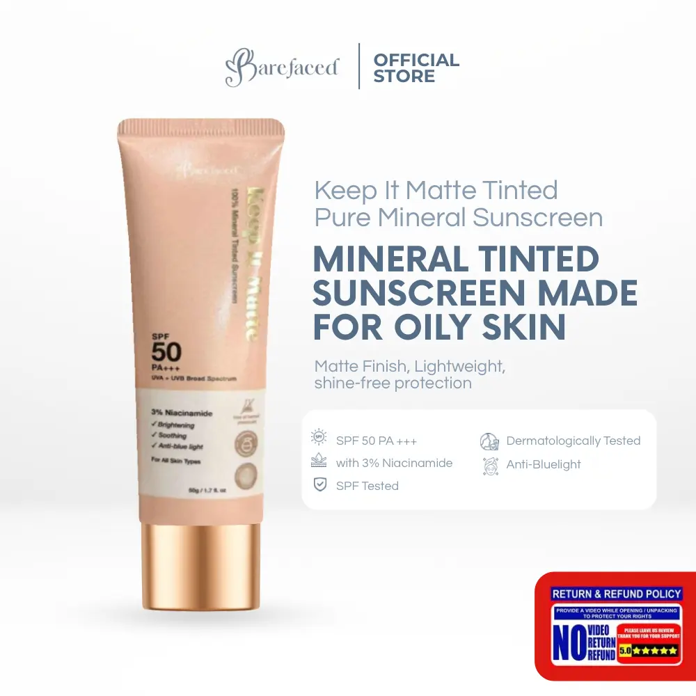 10% OFF Barefaced KEEP-IT-MATTE 100% Mineral Sunscreen Tinted SPF50 PA+++ 50g with Niacinamide