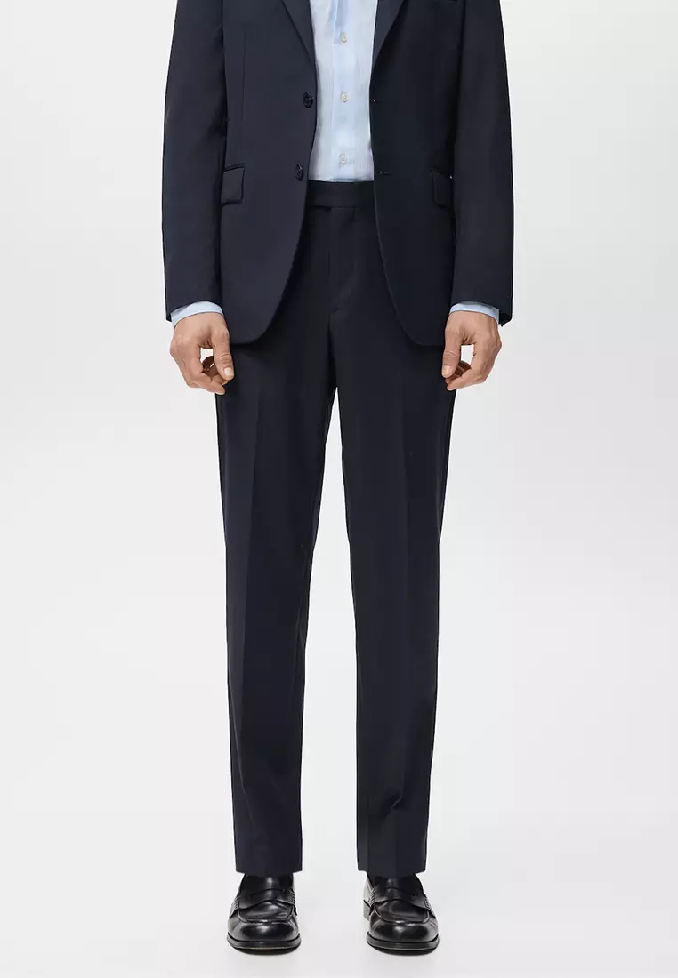 63% OFF MANGO Man Turin 100% Wool Suit Trousers