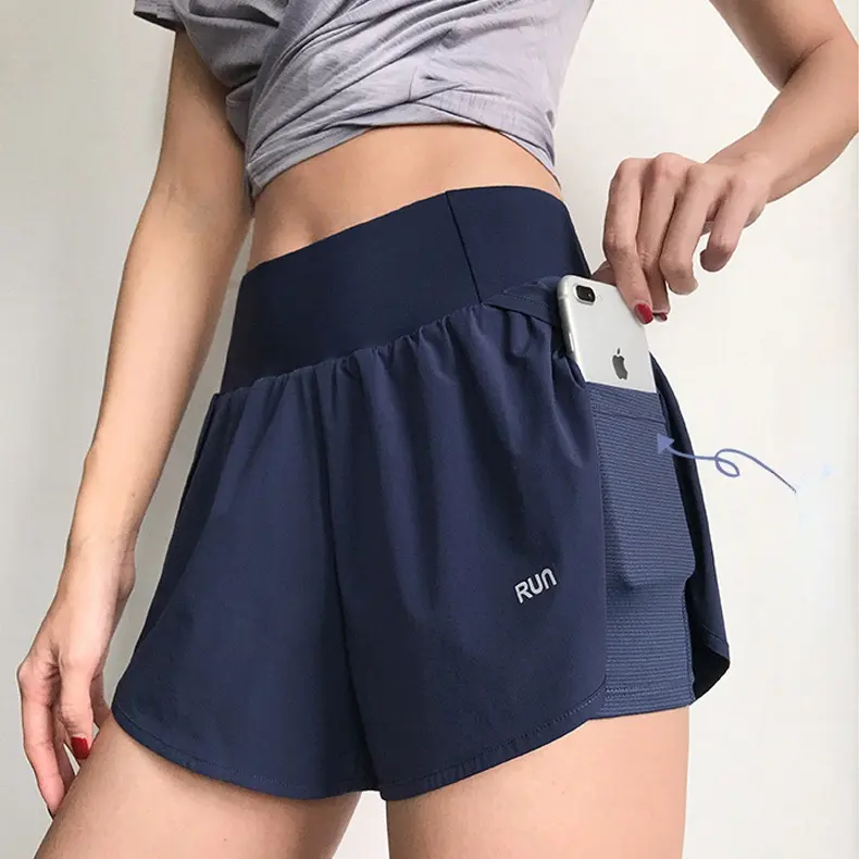 55% OFF RUN# SHORTS High Waist Shorts with cycling and pocket Running/Yoga/Gym/Swimming