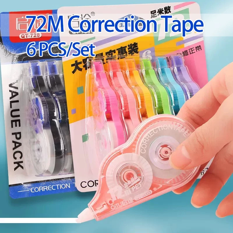 28% OFF 6 Pcs/set Correction Tape Students Stationery School Office Supplies