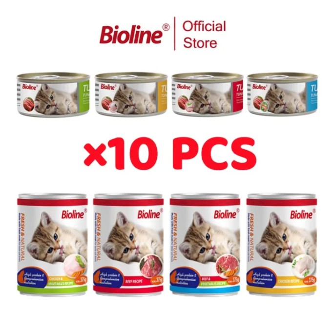 31%OFF BIOLINE 10PCS 85g/375g Canned Cat Wet Food for Cat Super Premium Can Cat Food