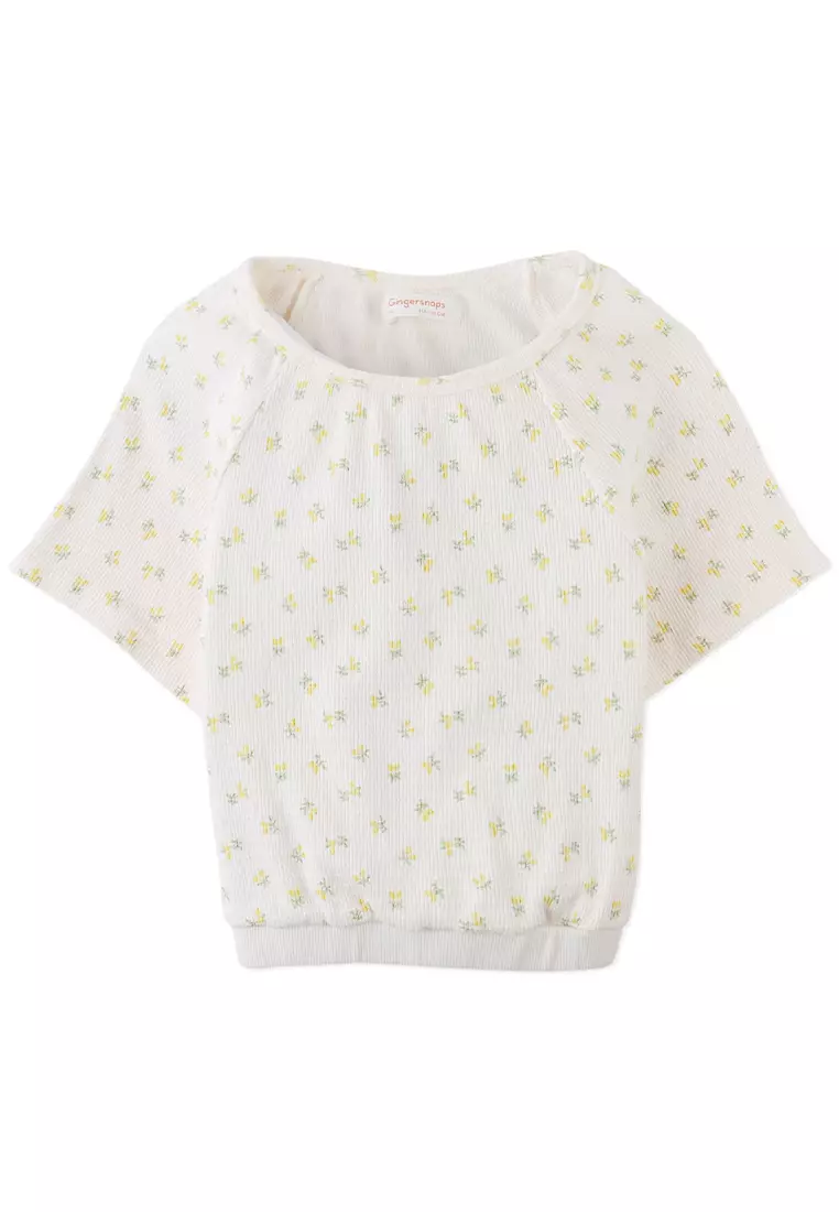 38% OFF Mickey Pointelle Top With Elastic Hem And Flowy Raglan Sleeves