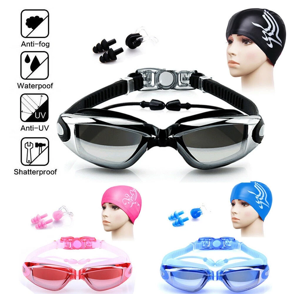 62% OFF Large Frame Swimming Goggles With Earplug HD Transparent Glasses Anti fog Silicone Waterproof