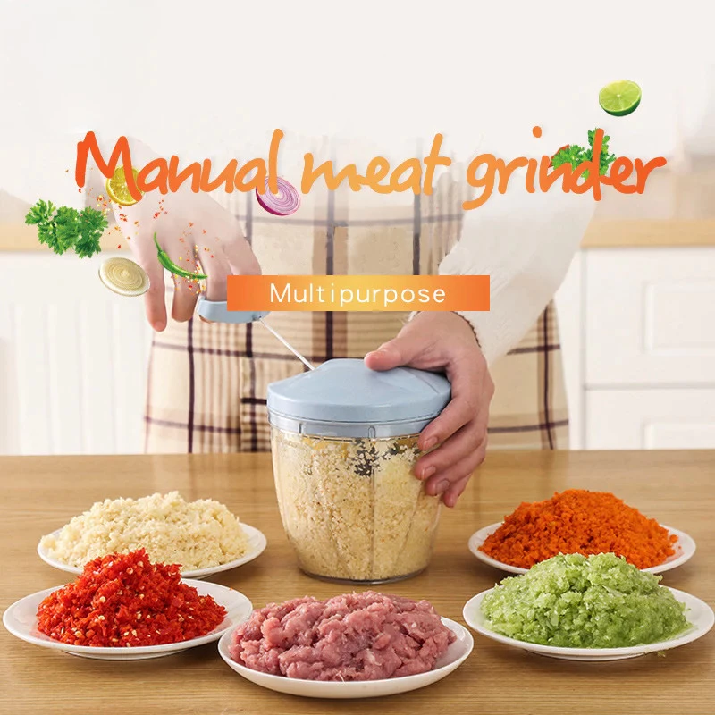 40% OFF 500/900ML Household Garlic Press Manual Meat Grinder MultiFunction Hand Chopper with Stainless Blade