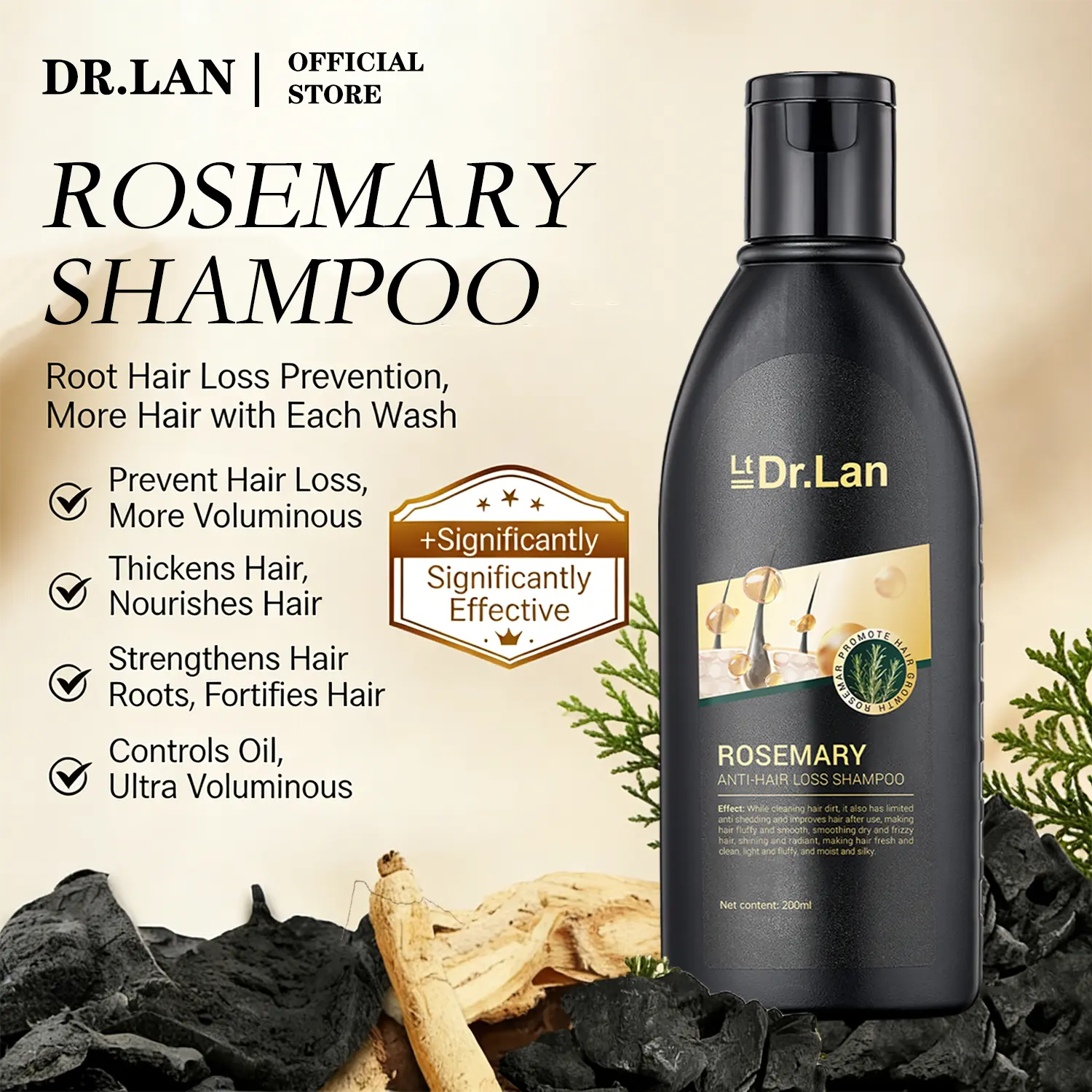84% OFF【FREE SHIPPING】Dr.Lan Rosemary anti-hair loss shampoo | Promotes hair follicle activity and reduces hair loss | Strengthens hair strands and reduces breakage | Suitable for both men and women