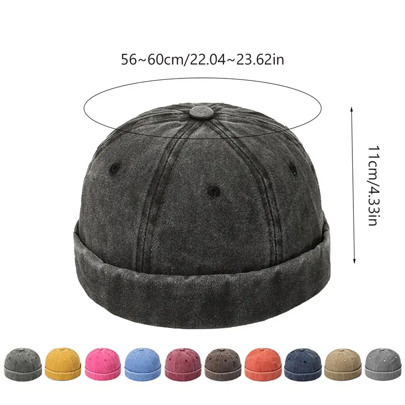53% OFF Vintage Dome Hat Mens Solid Color Landlord Beanies For Men Crimping Docker Sailor Cotton Brimless Skull Cap Casual Hip Hop Caps