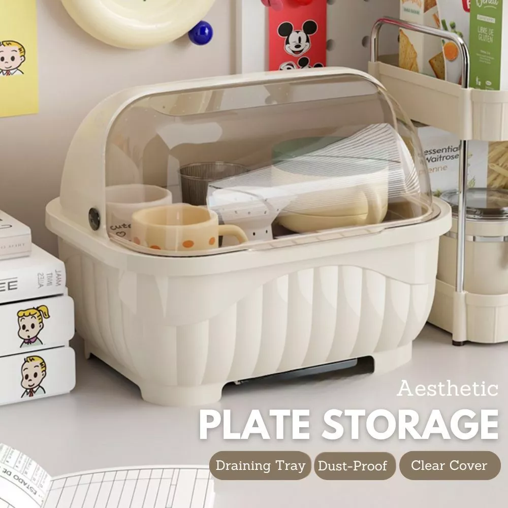 47% OFF LOCAUPIN Aesthetic Covered Dinner Plate Cup Storage Draining Tray Dish Organizer Drying Rack