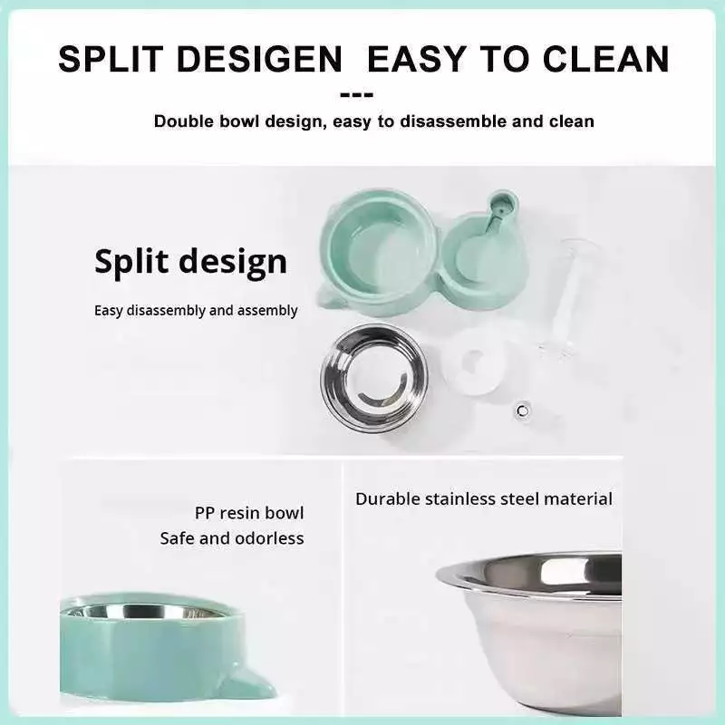 47% OFF Cat Bowl Holder Cat Bowl For Food Pet Bowl Cat Bowl Dog Bowl 2 in 1 Food Bowl Drinking Bottle Set