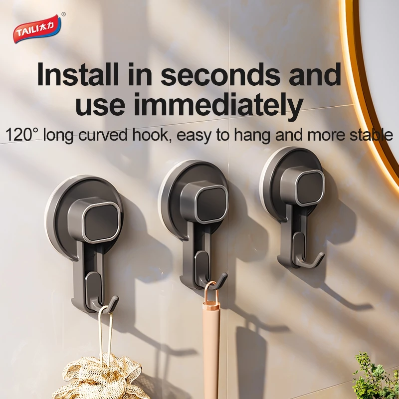 49% OFF TAILI 4pcs Powerful Suction Cup Hook Hook Heavy Load-Bearing 8kg Punch-Free Bathroom Kitchen Wall Hanging Hooks Punch-Free