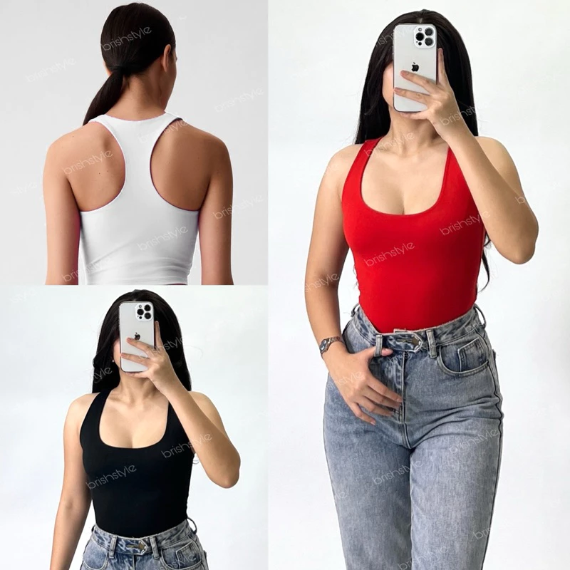 56% OFF MAXIN RACERBACK Basic Top Double Lining Front And Back Cotton Brishtyle