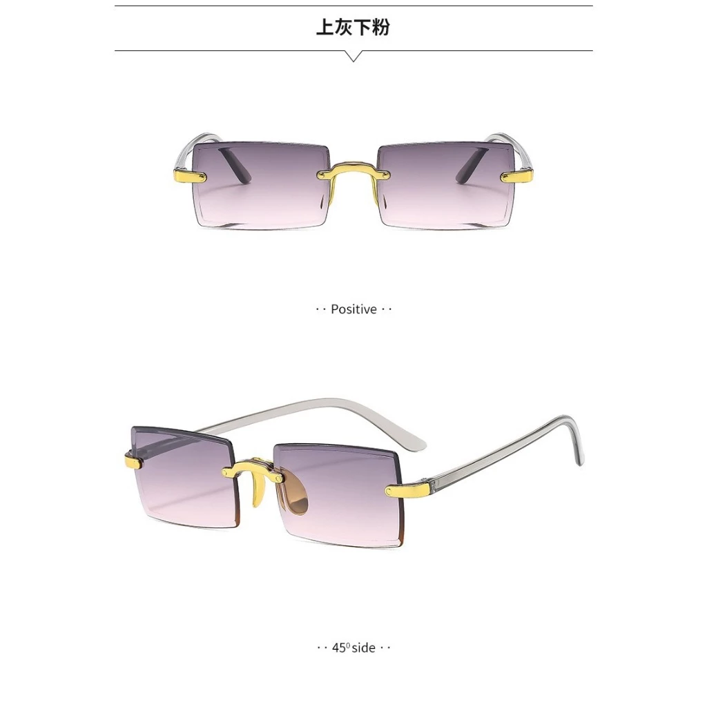 61% OFF HD Polarized Anti-UV400 Gradient Lens Rimless glasses Square Gradient Frameless Sunglasses For Women