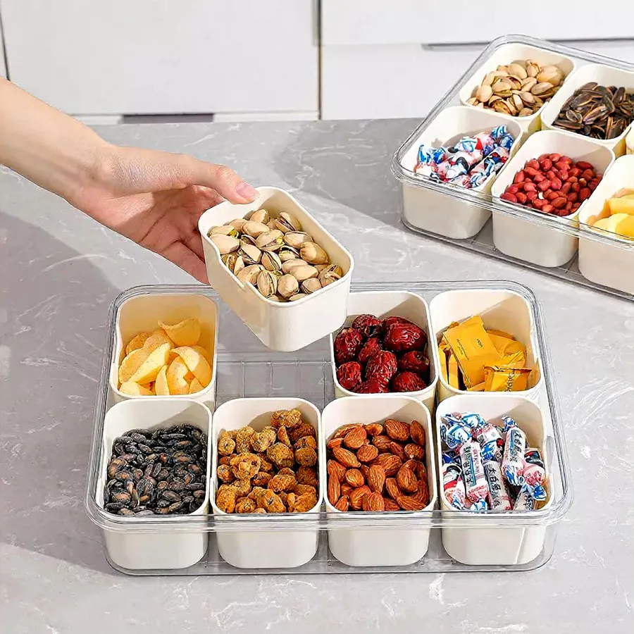 54% OFF CLICK SHOPE 8 Grids Refrigerator Organizer Fruit Vegetable Food Storage Container Snack Tray Kitchen Organizer Box With Sealed Lid